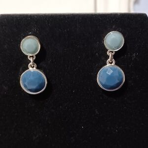 LIZ CLAIBORNE Silver-Toned Blue Drop Earrings